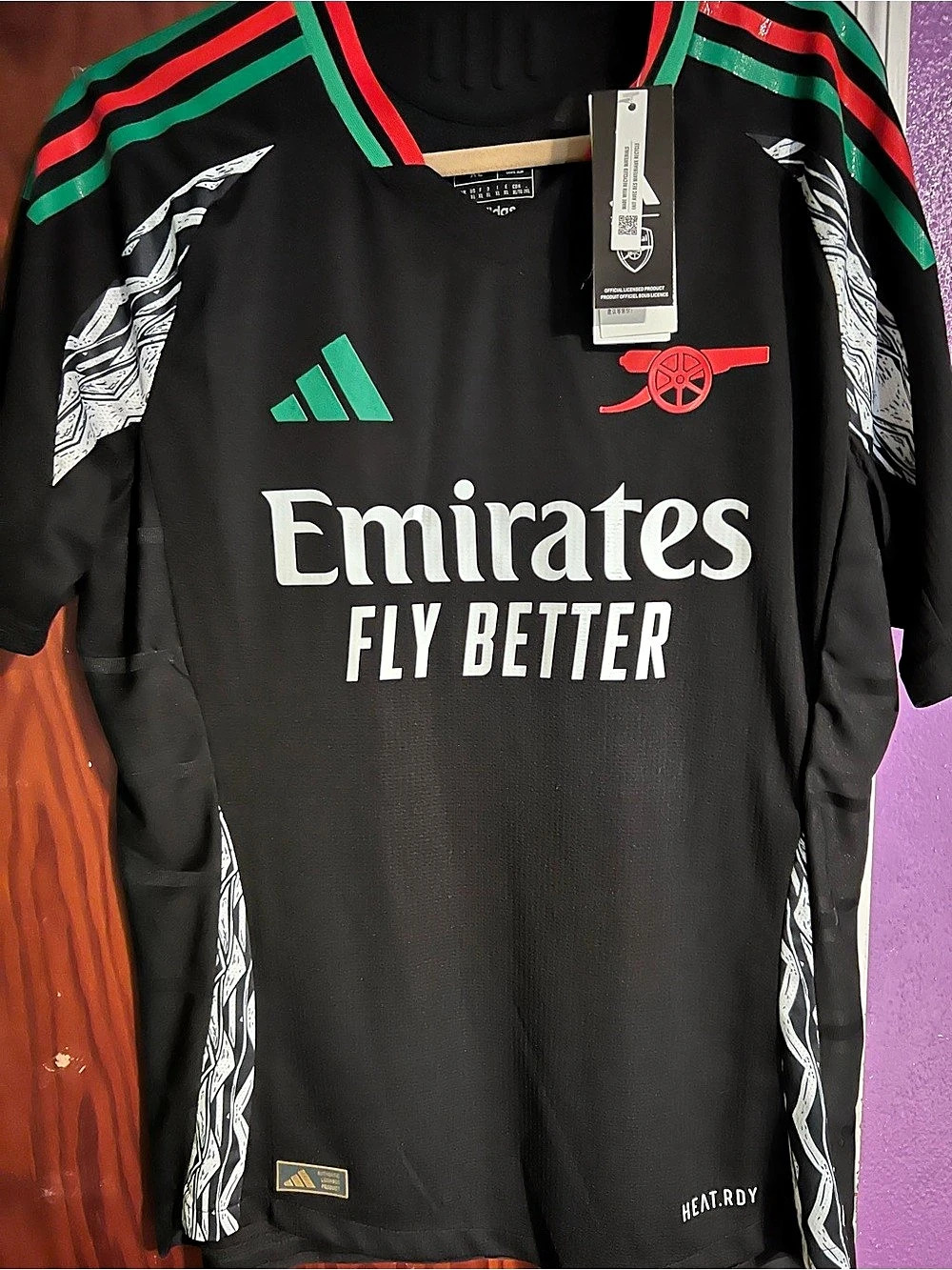 adidas Arsenal 24/25 Away Jersey Black & Red Soccer Jersey XL NWT
